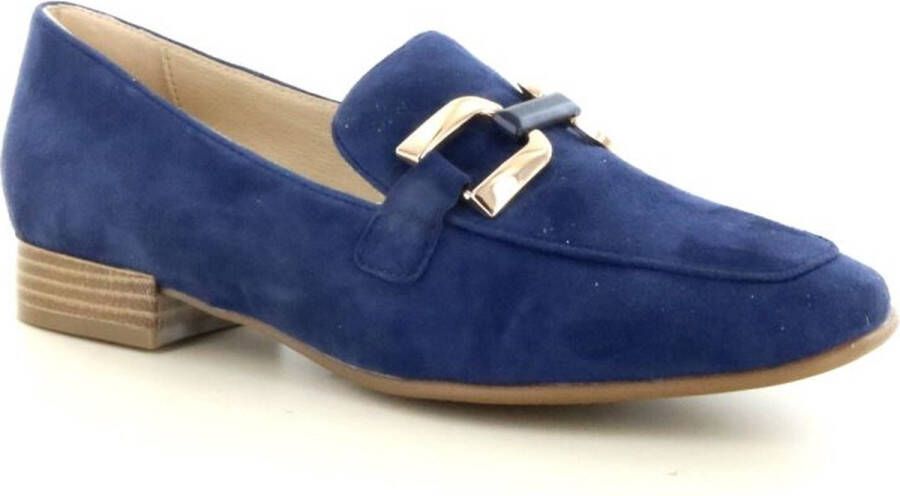Caprice Norma suède loafers met gesp donkerblauw