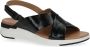 Caprice Zwarte Leren Platte Sandalen voor Vrouwen Black Dames - Thumbnail 1