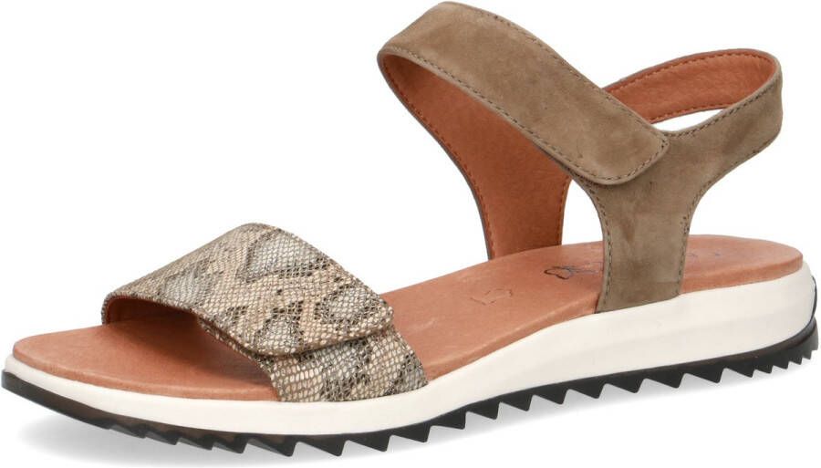 Caprice Maddie suède sandalen met slangenprint olijfgroen