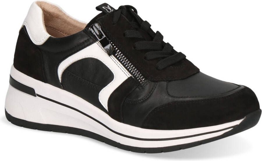 Caprice Sneakers met sleehak vrijetijdsschoen lage schoen veterschoen met contrastafwerking breedte h
