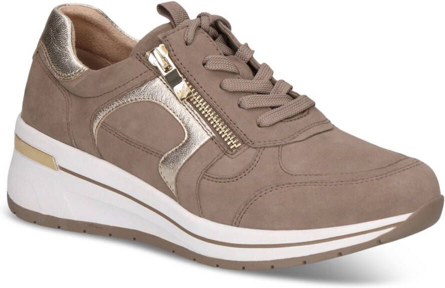 Caprice Sneakers met sleehak vrijetijdsschoen lage schoen veterschoen met contrastafwerking breedte h