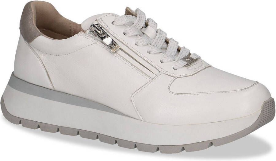Caprice Witte platte schoenen met veters rits White Dames
