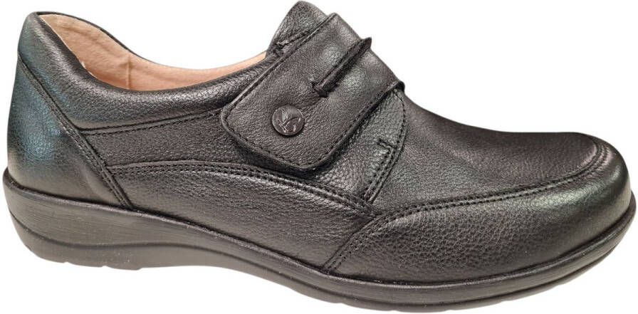 Caprice Zwarte Leren Dames Bandschoenen Zwart