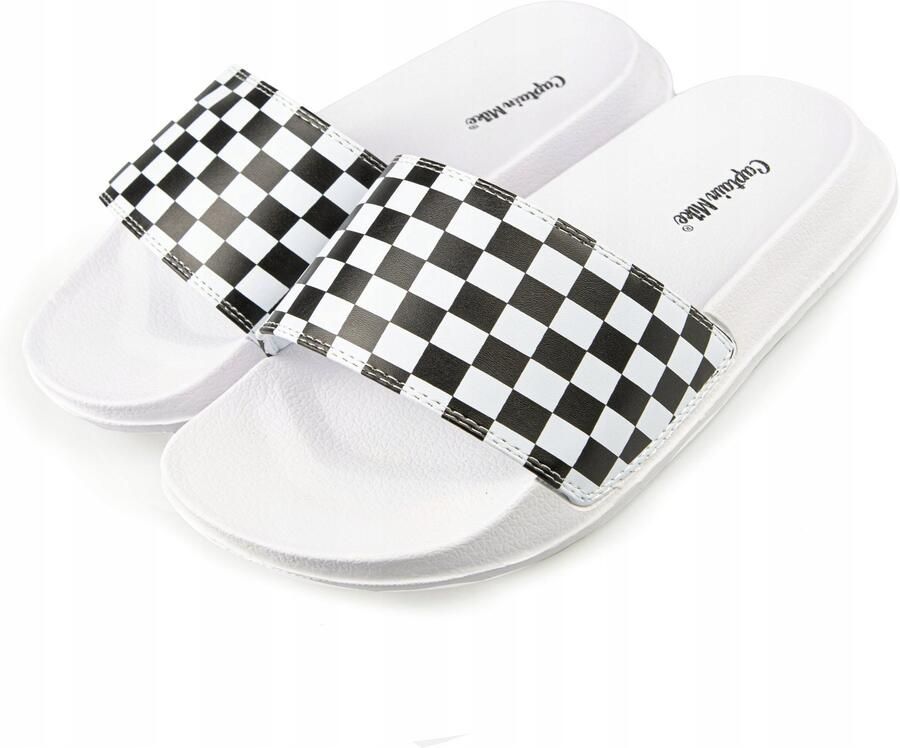 Captain Mike Geruite Slippers Wit Zwart