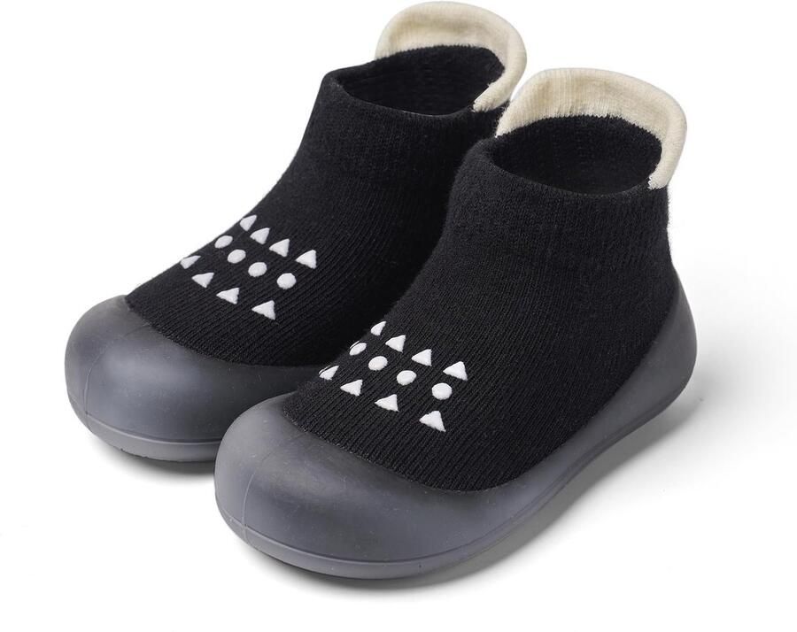 Casalora Baby Schoentjes Unisex Anti-slip Zachte Zool Comfortabel en Ade d Zwart