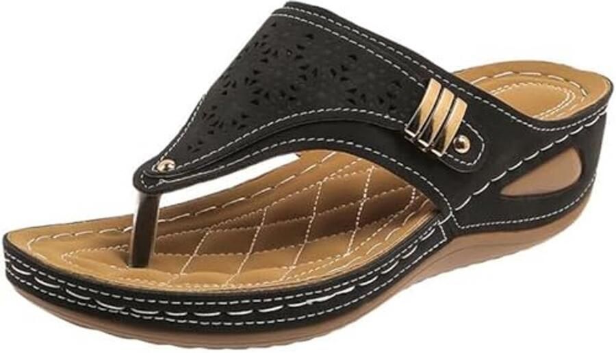 Casalora Kraftverdia Generisch Orthopedische sandalen voor dames met ondersteuning van de voetboog wigvormige slippers comfortabel elegant casual strandpantoffels yards