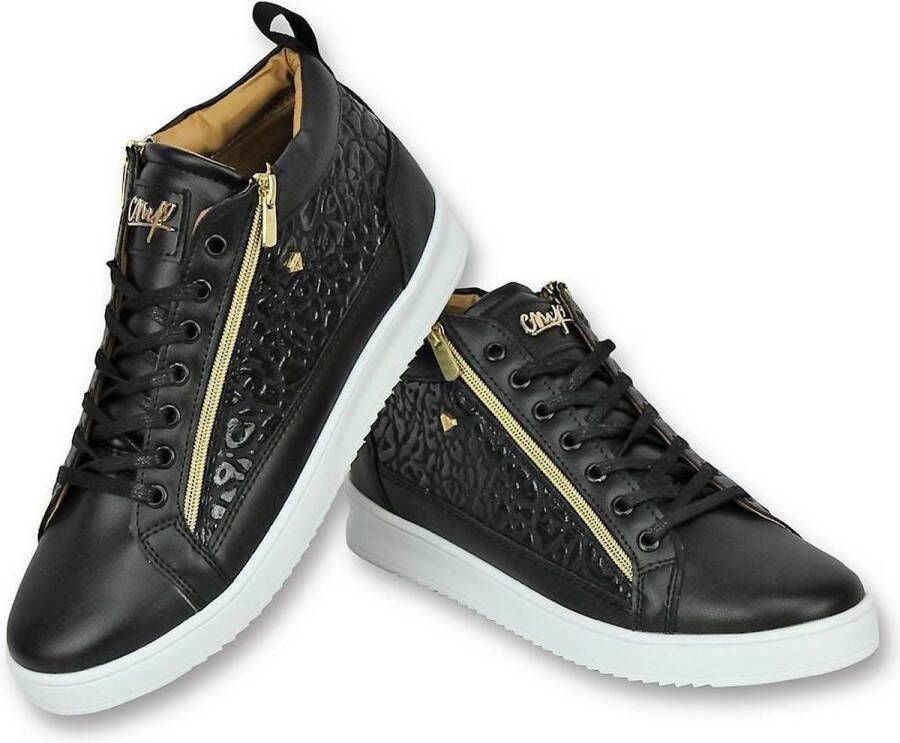 Cash Money Heren Schoenen Heren Sneaker Croc Black Gold CMS98 Zwart Maten: