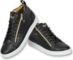 Cash Money Heren Schoenen Heren Sneaker Croc Black Gold CMS98 Zwart Maten