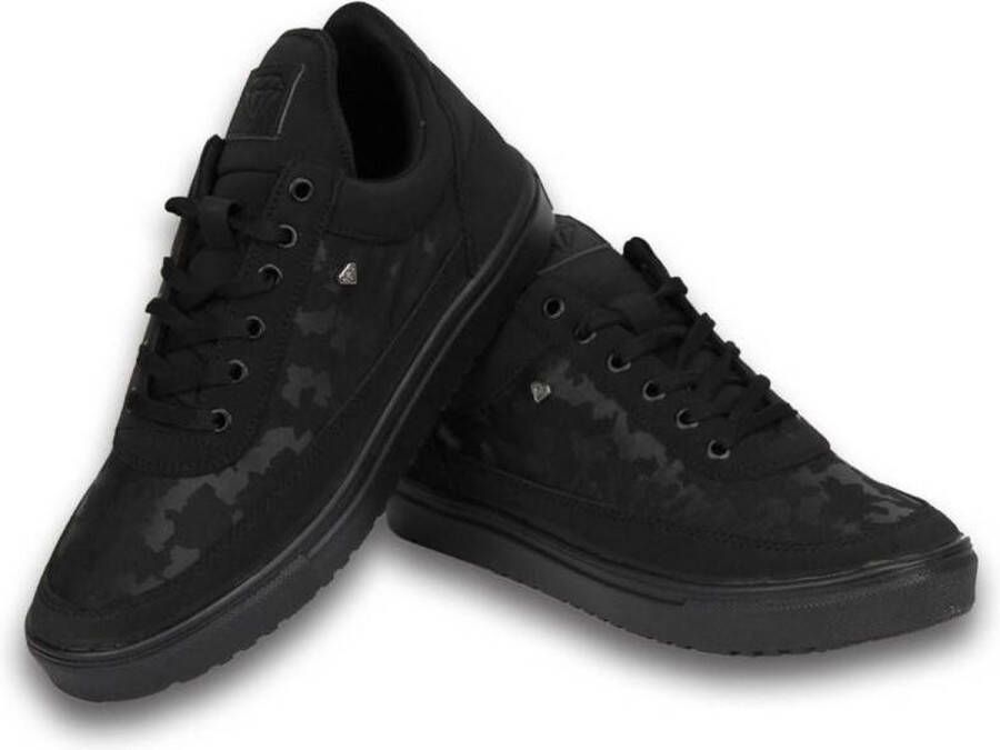 Cash Money Heren Schoenen Heren Sneaker Low Camouflage Side Case Army Full Black Zwart