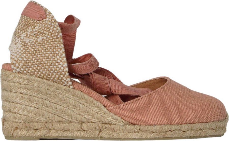 Castañer Roze Carina Schoenen met Jute Sleehak en Wraparound Enkelbanden Pink Dames