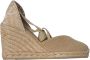 Castañer Carina gewassen katoenen espadrilles met striksluiting en 9 cm sleehak. Beige Dames - Thumbnail 1