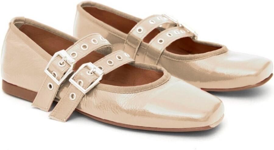 CASUAL Elegante beige leren Mary Jane ballerina's - Foto 2