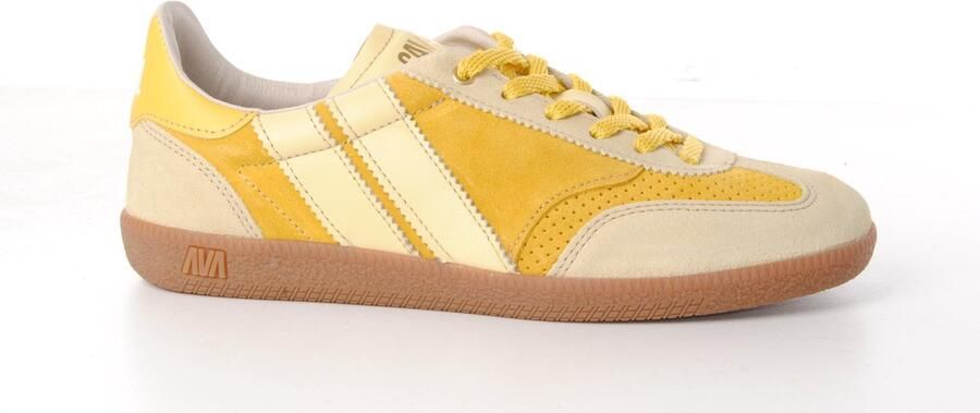 Caval dames sneaker asymmetrisch in suede geel