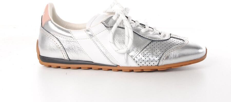 Caval dames sneaker asymmetrisch metallic zilver