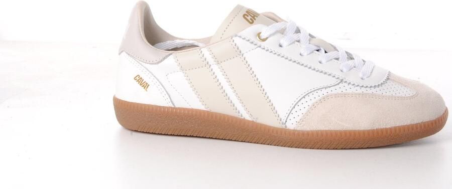 Caval sneaker asymmetrisch wit en beige leder