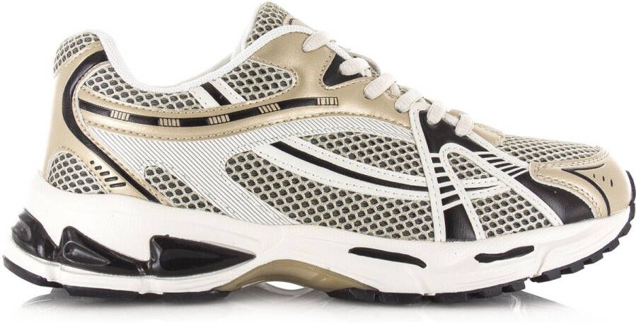 S C Sneakers Run Gold Mesh Dames