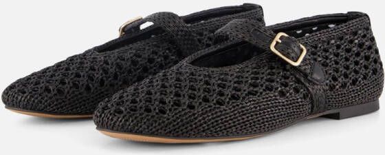 Cellini Ballerina's zwart Raffia