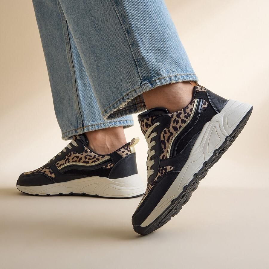 Cellini Cellnini Leopard Sneakers zwart Textiel - Foto 2