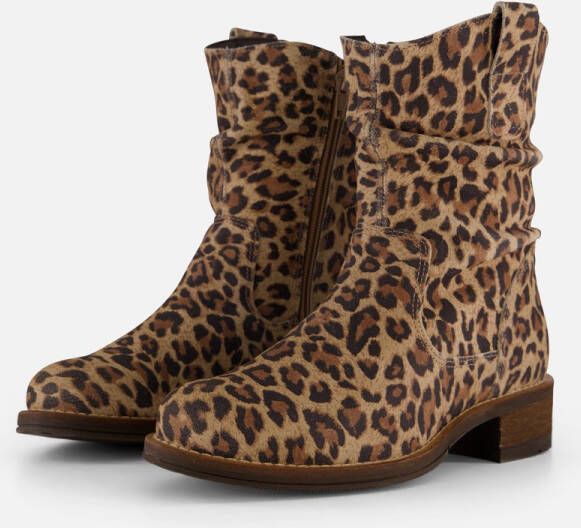 Cellini Leopard Plooi Enkellaarsjes bruin Leer
