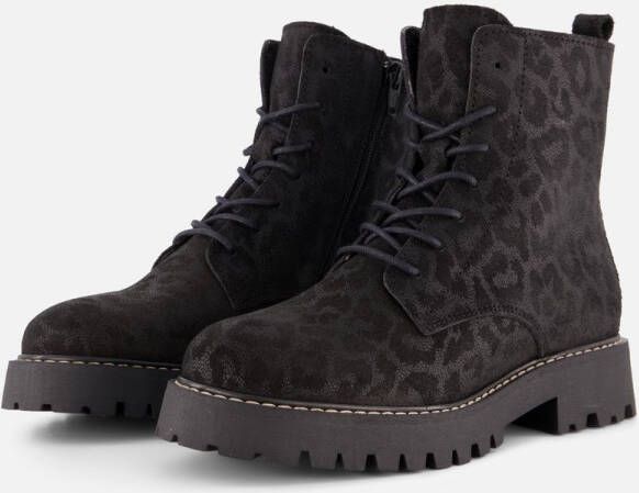 Cellini Leopard Veterboots zwart Suede