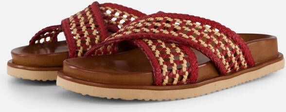 Cellini Raffia Slippers rood Textiel