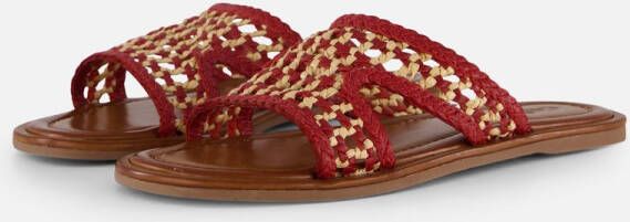 Cellini Raffia Slippers rood Textiel