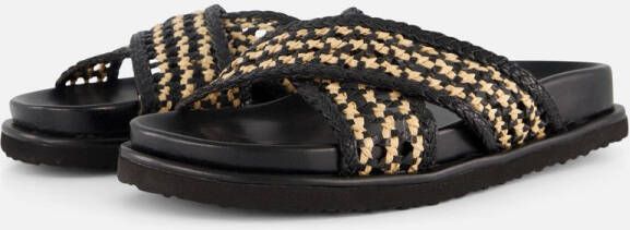 Cellini Raffia Slippers zwart Textiel - Foto 2