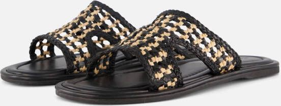 Cellini Raffia Slippers zwart Textiel - Foto 2