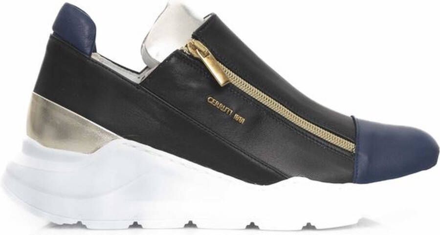 Cerruti 1881 Zwarte Leren Platform Sneakers met Zijlogo Multicolor Dames