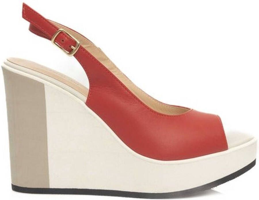 Cerruti 1881 Rode Leren Sleehak Sandaal Red Dames