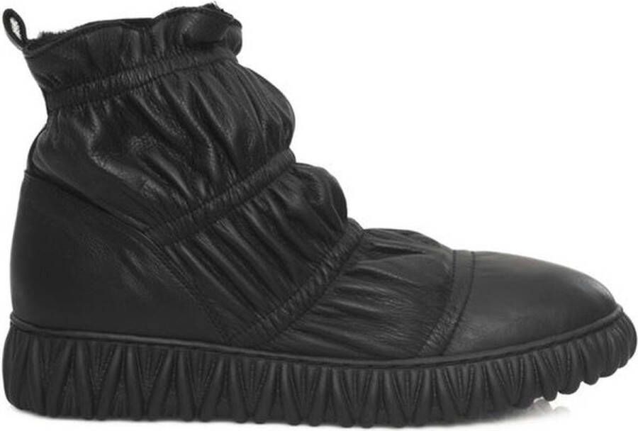 Cerruti 1881 Zwarte Leren Winterlaarzen Rubberen Zool Black Dames