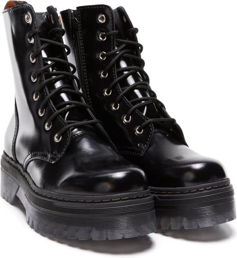 Charles Footwear Dames Laars 1984 Black Polished Zwart