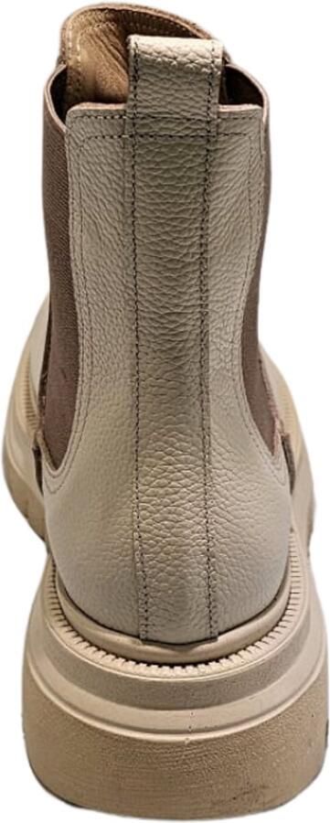 Charmia Berussa-Dames- Laarzen-Beige Leren Chelsea Boots voor Dames Chunky Enkellaarsjes met Grove Zool Premium Leder Beige
