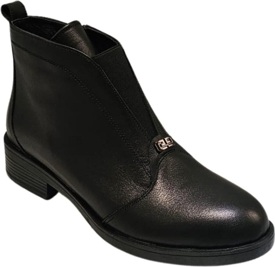 Charmia Berussa dames laarzen- Enkellaarjes-Leren Dames Boots met Blokhak Echt Leer Zachte Suède Voering Platformzool Zwart