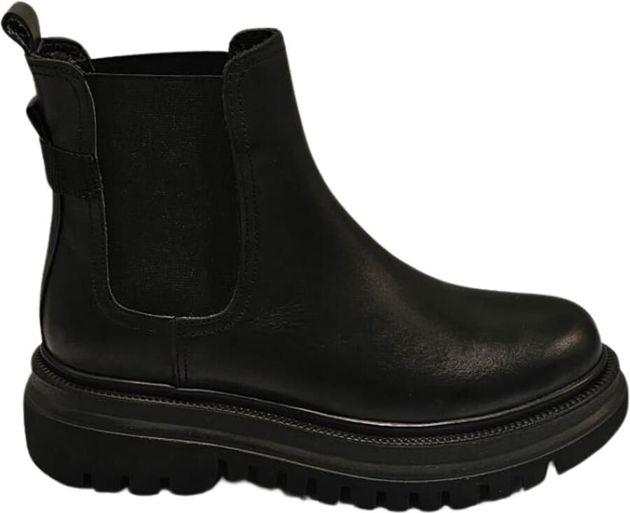 Charmia Berussa-Dames Laarzen-Handgemaakte Leren Chelsea Boots voor Dames Chunky Enkellaarsjes met Grove Zool Premium Leder met Suède Voering Verkrijgbaar in Zwart & Beige