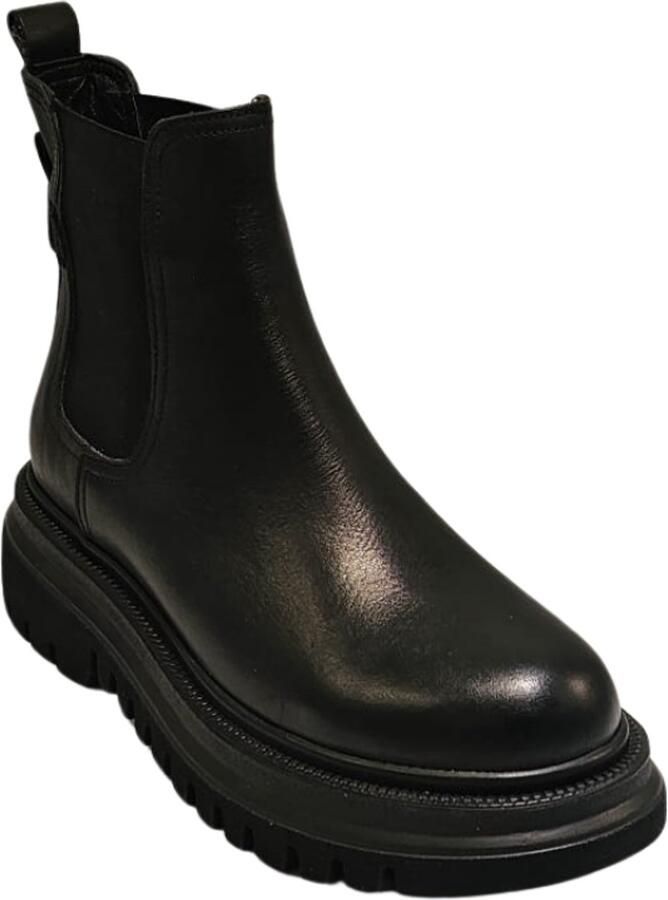 Charmia Berussa-Dames Laarzen-Handgemaakte Leren Chelsea Boots voor Dames Chunky Enkellaarsjes met Grove Zool Premium Leder met Suède Voering Verkrijgbaar in Zwart & Beige