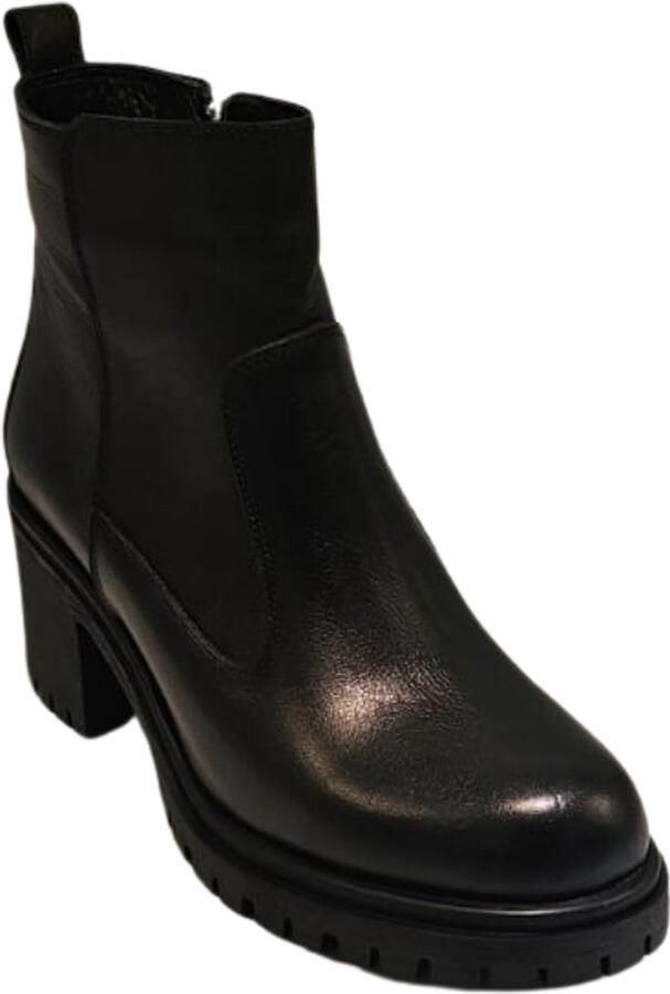 Charmia Berussa- Dames-Laarzen-toere Leren Dames Boots met Blokhak Echt Leer Zachte Suède Voering Platformzool Zwart