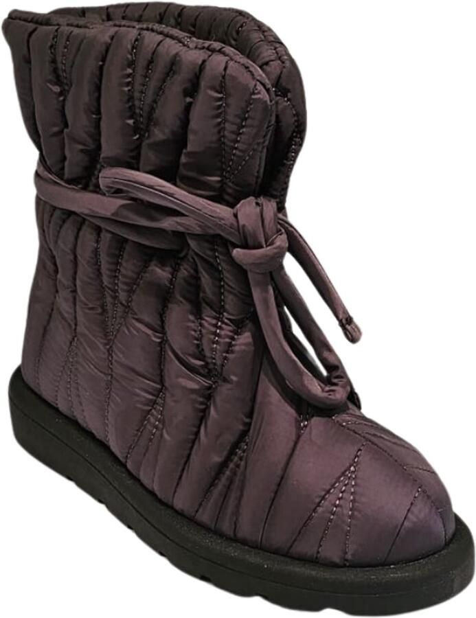 Charmia Berussa-Dames-Laarzen-Warme Dames Boots Anorak Materiaal met Suède Binnenkant Ultra Lichte Thermo-zool Zwart Beige Grijs36