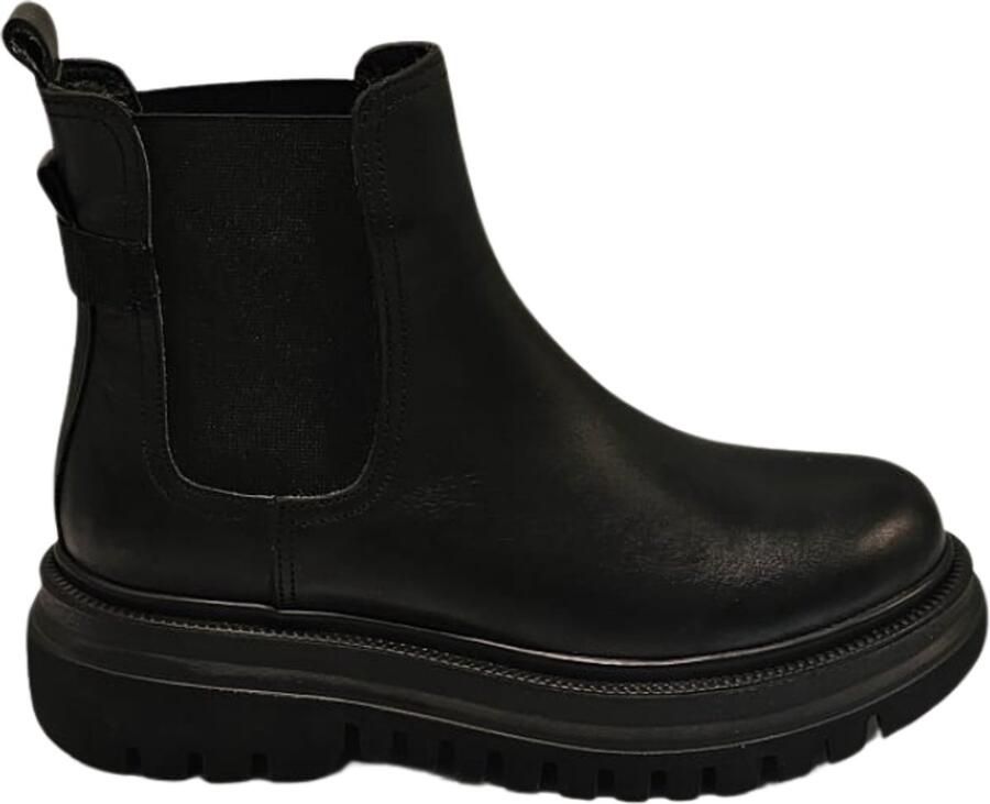 Charmia Berussa Damesmode Handgemaakte Leren Chelsea Boots voor Dames Comfortabele Enkellaarsjes met Grove Zool Premium Leer Zwart