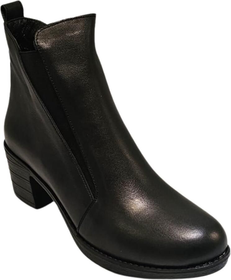Charmia Handgemaakte Leren Chelsea Boots voor Dames Comfortabele Enkellaarsjes met Grove Zool Premium Leer Zwart