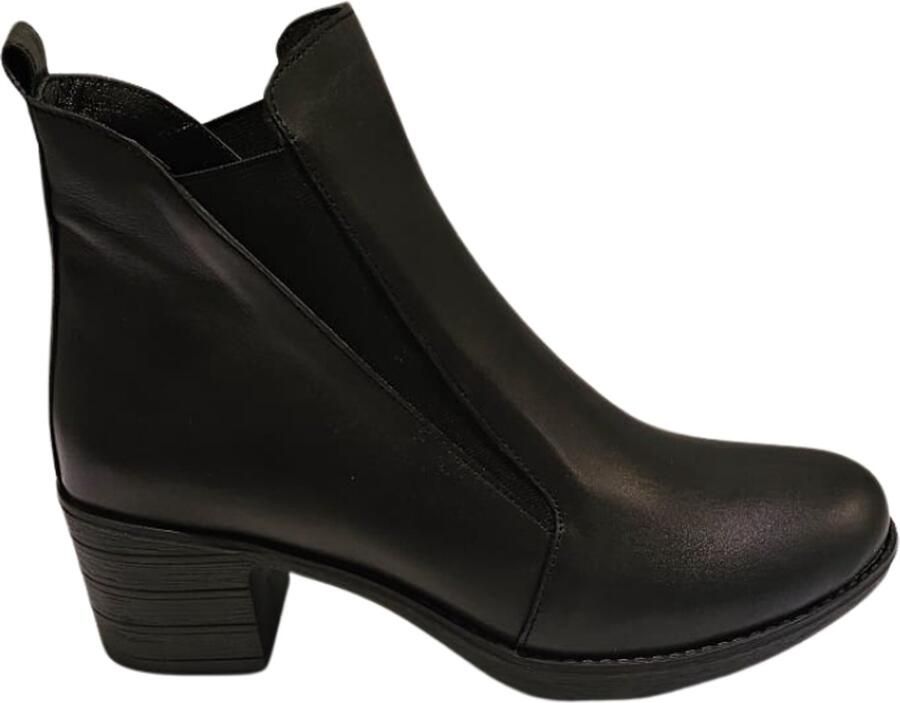 Charmia Berussa-Handgemaakte Leren Chelsea Boots voor Dames Comfortabele Enkellaarsjes met Grove Zool Premium Leer Zwart