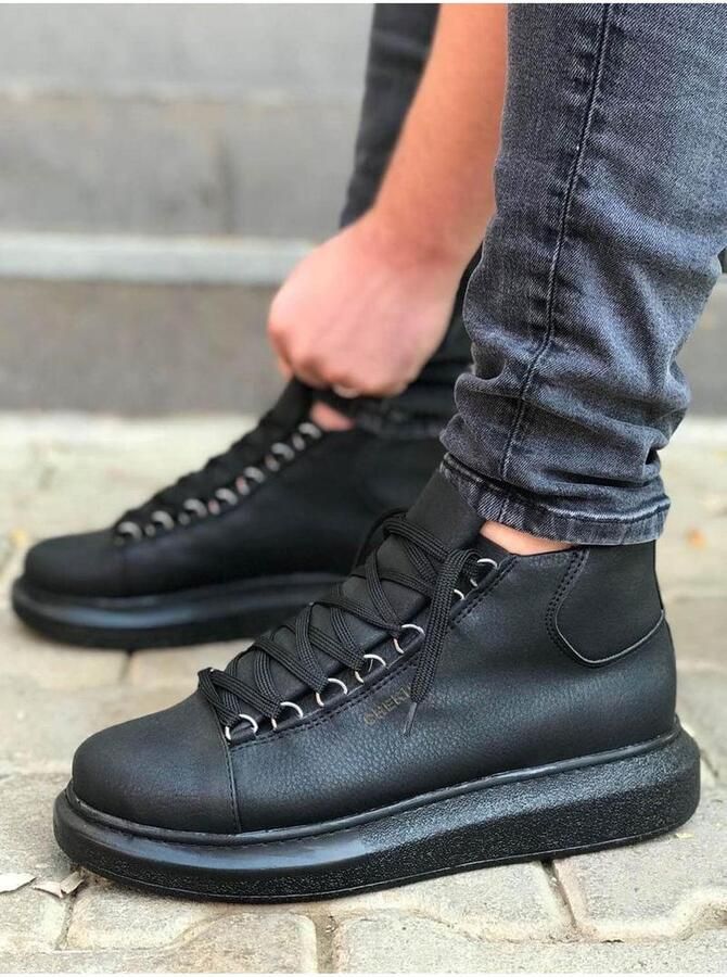Chekich Heren Laarzen Sneaker helemaal zwart hoge sneakers schoenen comfortabele CH258 - Foto 3