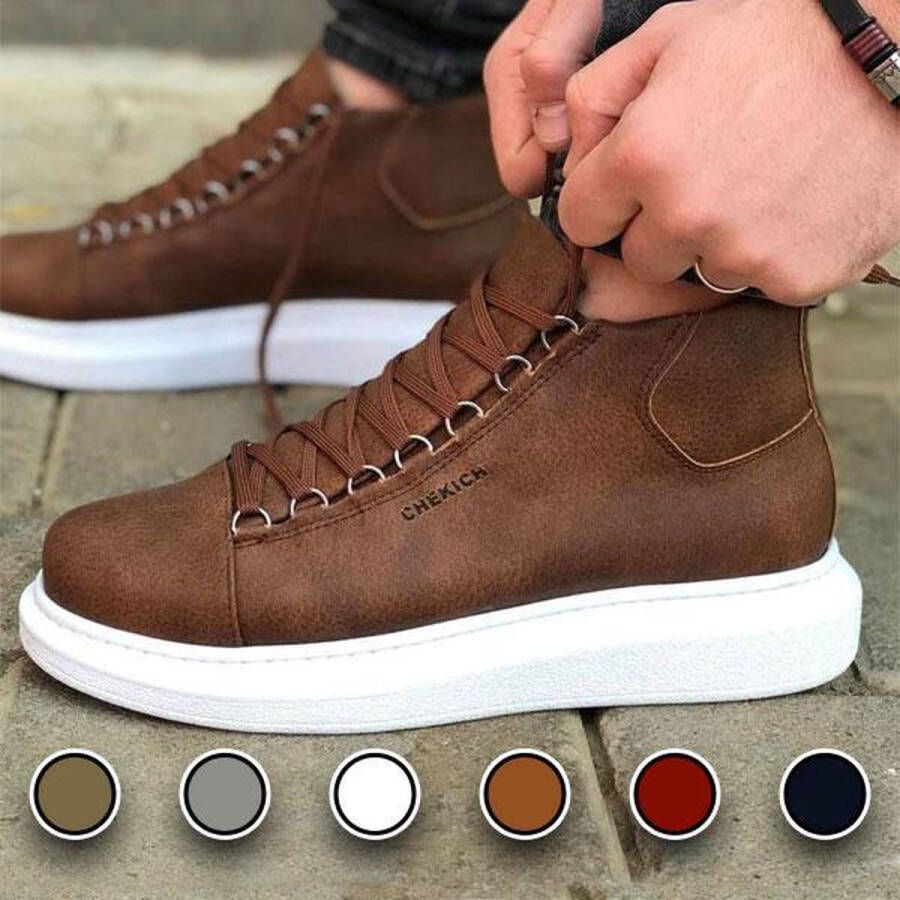 Chekich Heren Sneaker bruin hoge sneakers schoenen comfortabele CH258