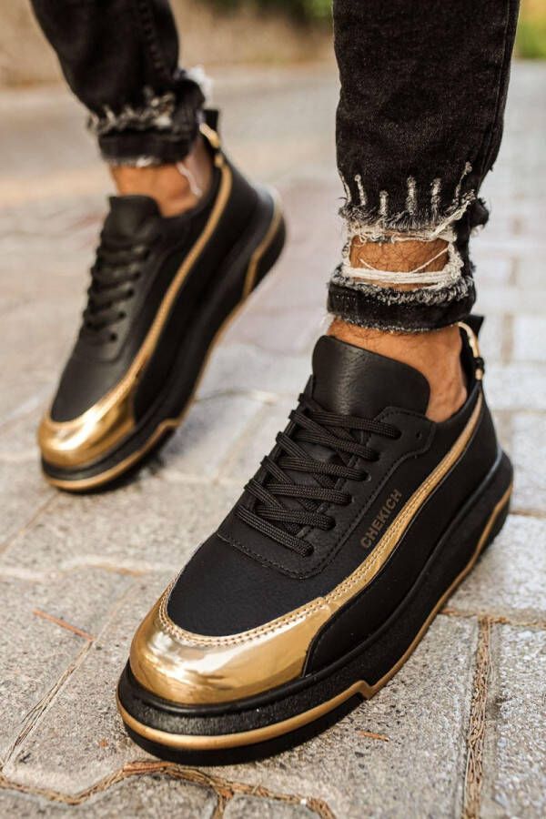 Chekich Heren Sneaker goud zwart schoenen CH041