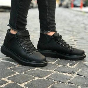 Chekich Heren Sneaker helemaal zwart hoge sneakers schoenen comfortabele CH258