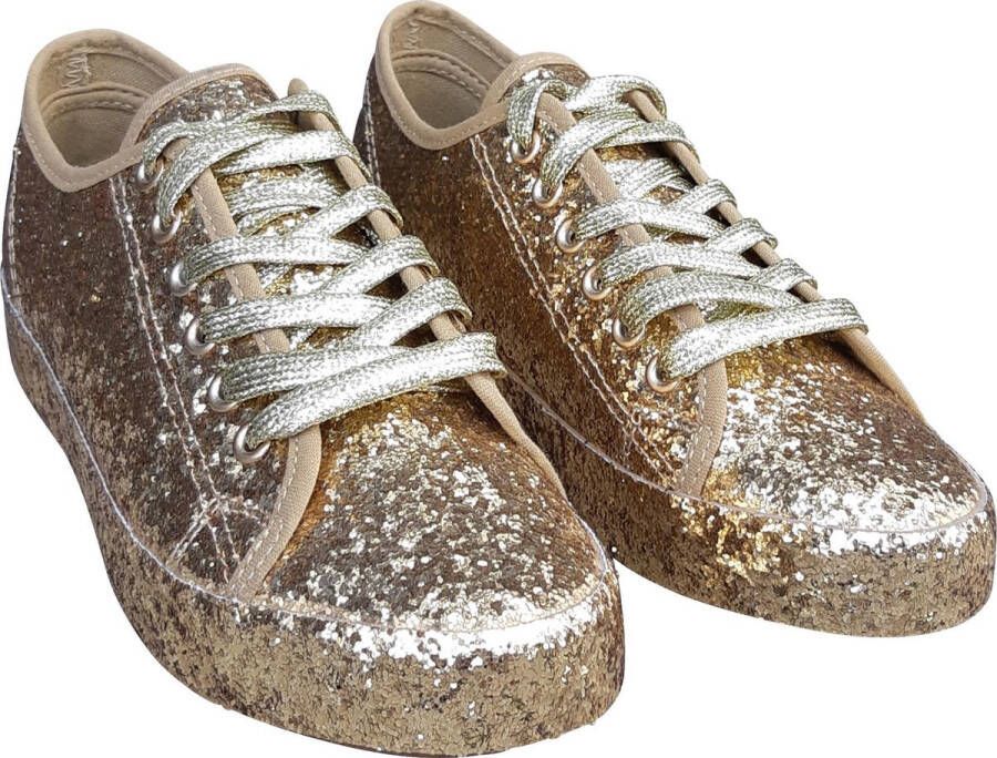 CHIAMAX Dames – glitter sneaker rock ’n roll schoen – gay pride party shoe shine schoe – jaren 60 De Toppers feest – festival kerstmis carnaval – goud – - Foto 2