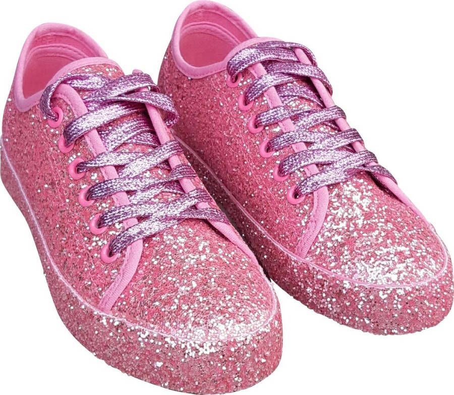 CHIAMAX Dames – glitter sneaker rock ’n roll schoen – gay pride party shoe shine schoe – jaren 60 De Toppers feest – festival kerstmis carnaval – roze