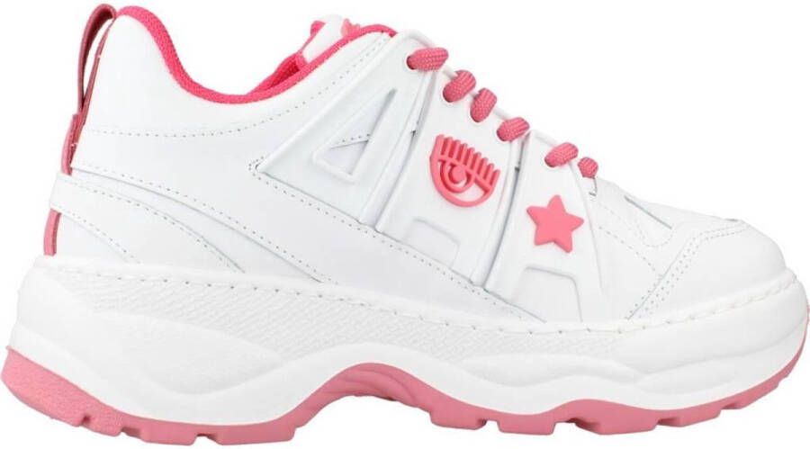 Chiara Ferragni Collection Eyefly Wit Roze Leren Sneaker White Dames