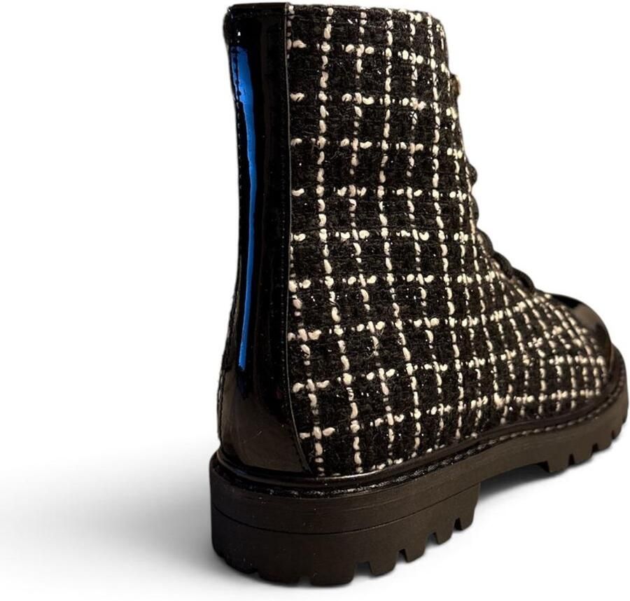 Chica Chico stoere veterlaars meisjes CI3184D zwart textiel Luxe Look