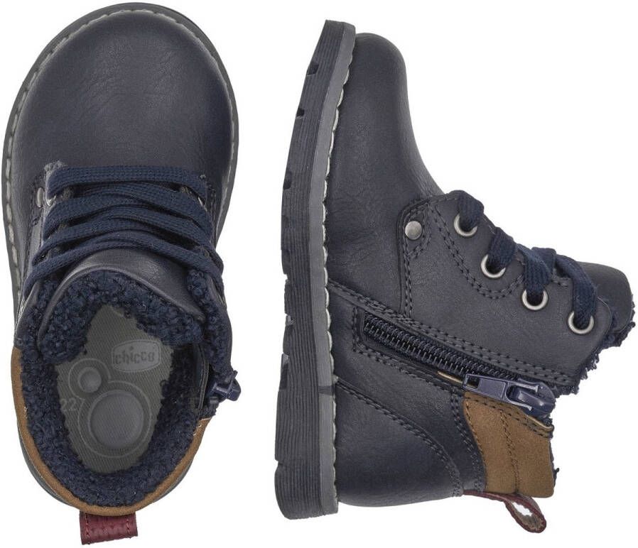 Chicco enkelboots voor jongens met ritssluiting aan de zijkant en veters